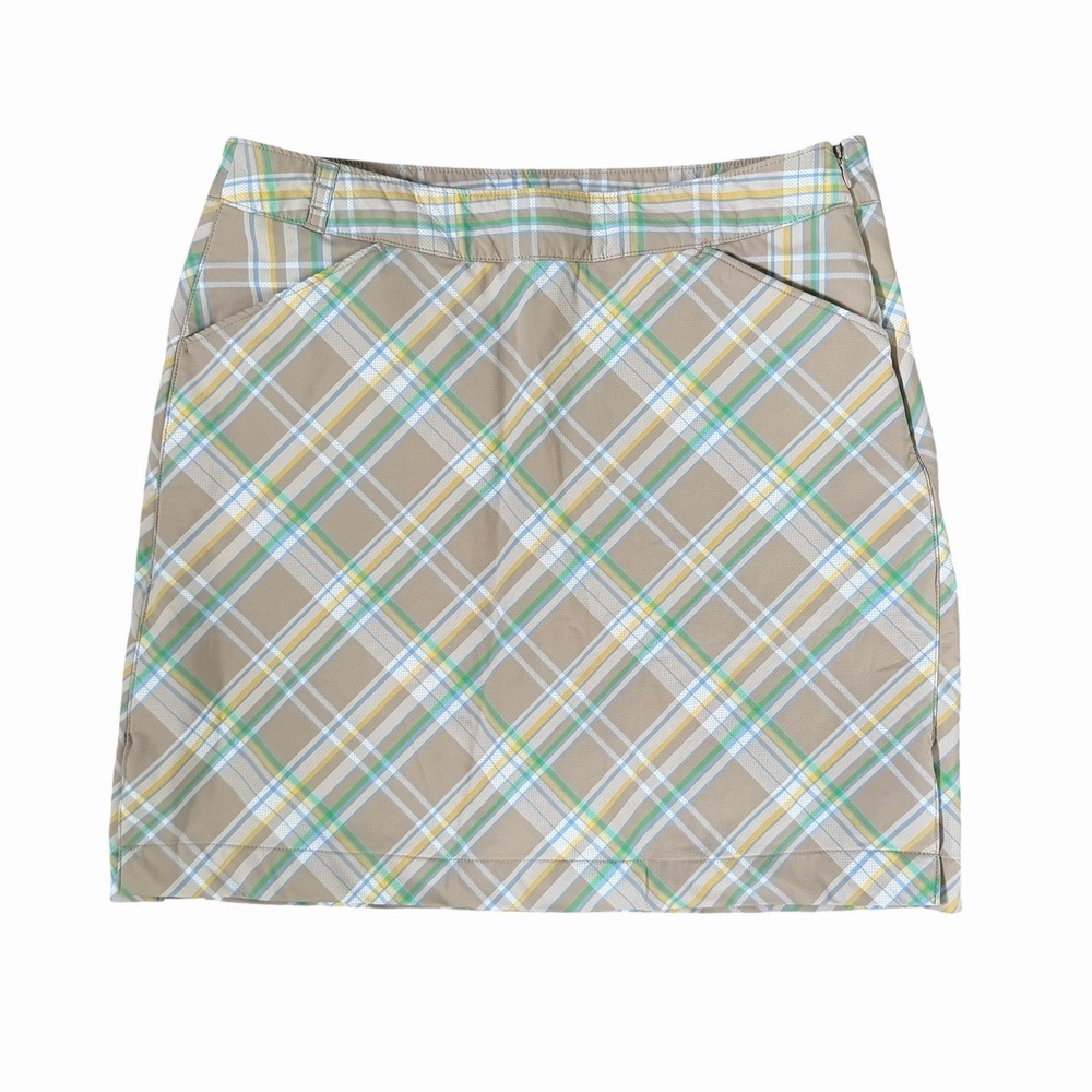 Callaway Golf Skirt Shorts Mini Plaid Yellow Brown Green Women's S Pockets Lined